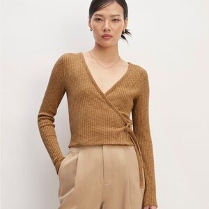 Everlane Cozy Rib Wrap Top - Tan